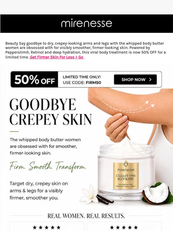 Goodbye Crepey Skin 👋 50% OFF Ends Tonight Beauty
