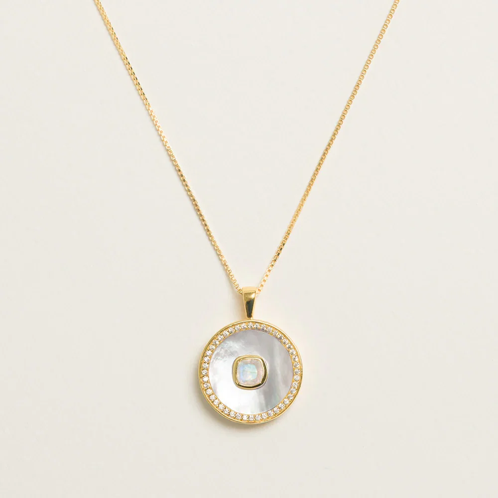 Image of Moonstone Mother Of Peal Necklace