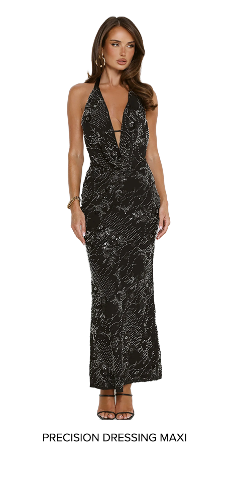 Precision Dressing Embellished Halter Maxi Dress Black