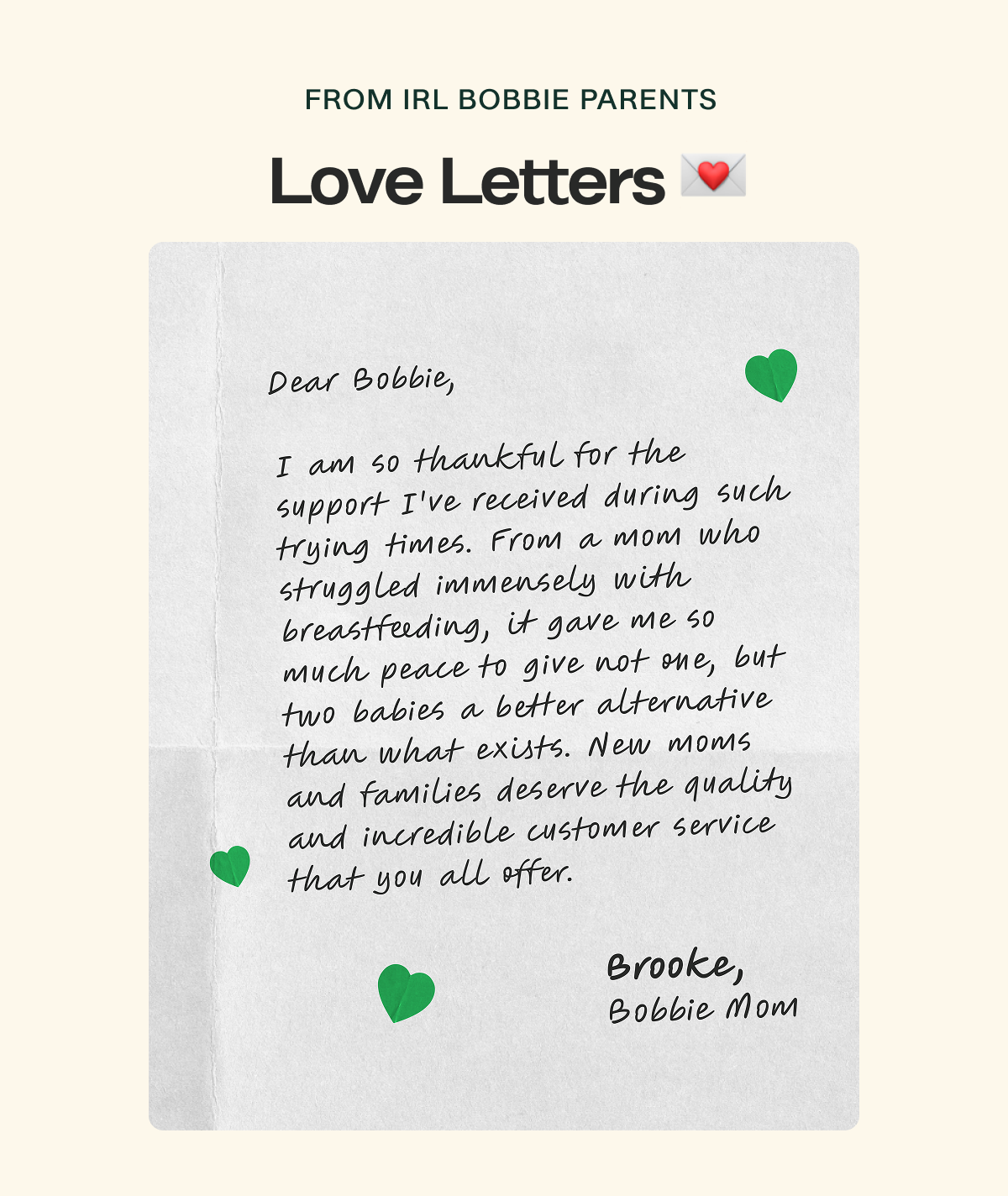 From IRL Bobbie Parents Love Letters