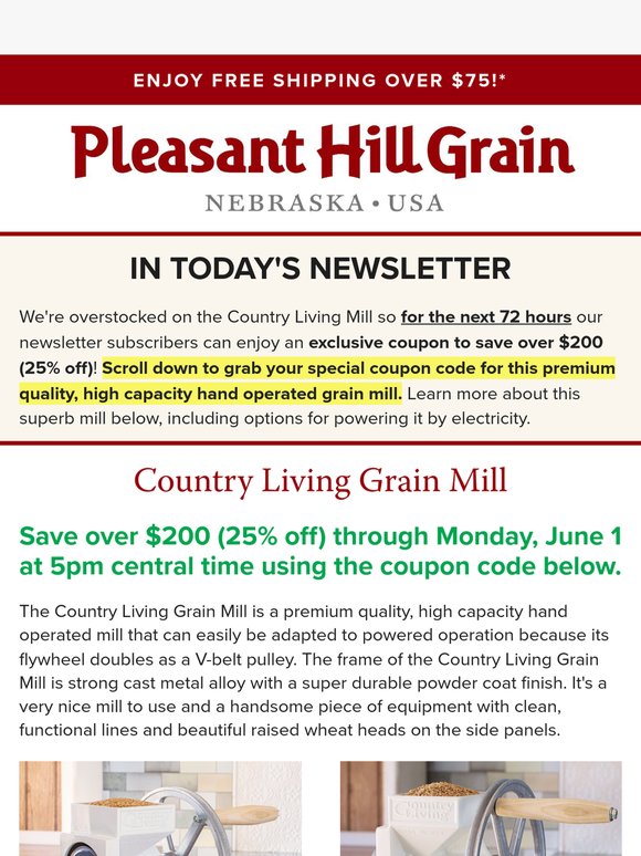 Exclusive 72-Hour Mill Sale: Save $200! — PHG News