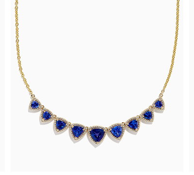 Nahla 14K Yellow Gold Trillion Tanzanite and Diamond Necklace