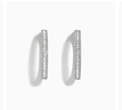 Pave Classica 14 Karat White Gold Diamond 1.25" Hoop Earrings 2.24 TCW