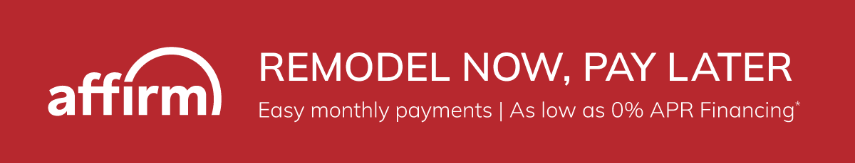 Red banner with Affirm logo, remodel finance offer.