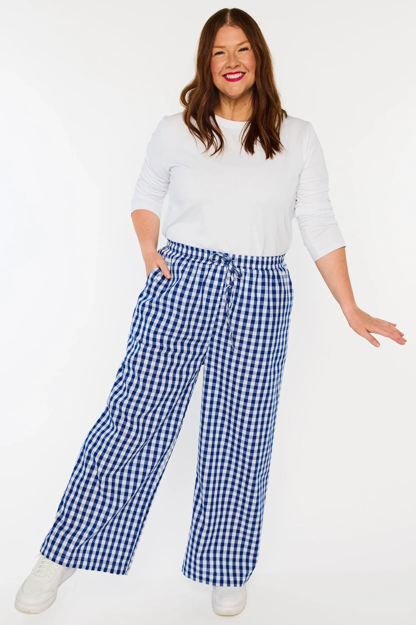 Image of Beyond Navy Gingham Pant