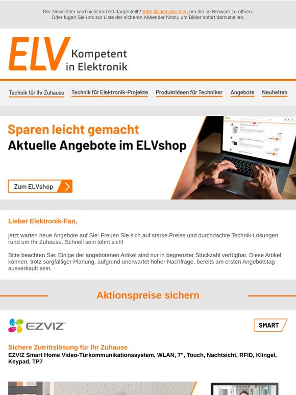 Sparen leicht gemacht – Angebote im ELVshop