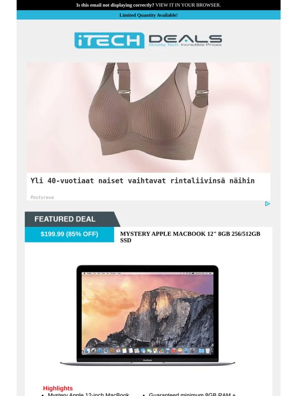 Mystery Apple MacBook 12” 256GB $199 + Free Shipping!