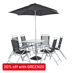 Pacific 6 Seater Folding Metal Patio Set