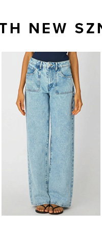 Denim Light Wash Wide Leg Jean Front Pocket Detail