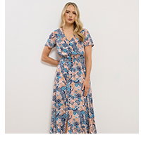 Navy Blue Floral Button Maxi Dress
