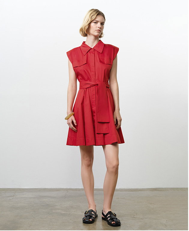 Alexis Cotton Belted Red Mini Shirt Dress