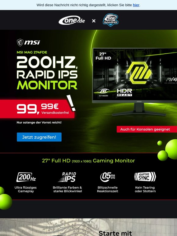 200Hz MSI Gaming Monitor unter 100€! 😍