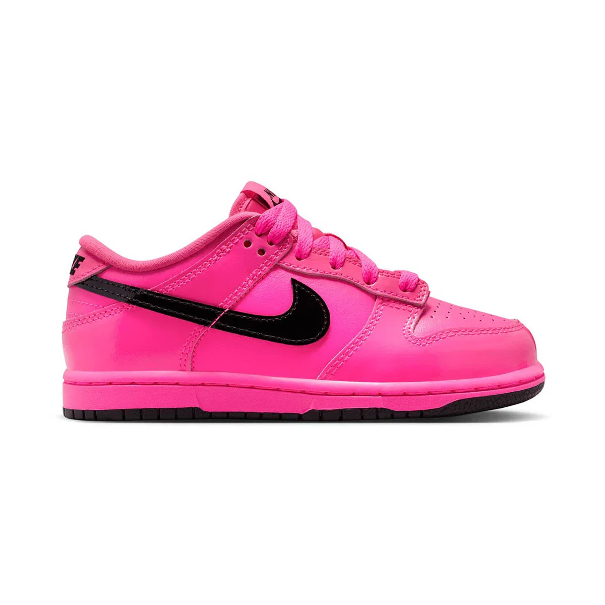 Image of Nike Dunk Low SE 'Pink Blast Black Patent' Little Kids' Shoes