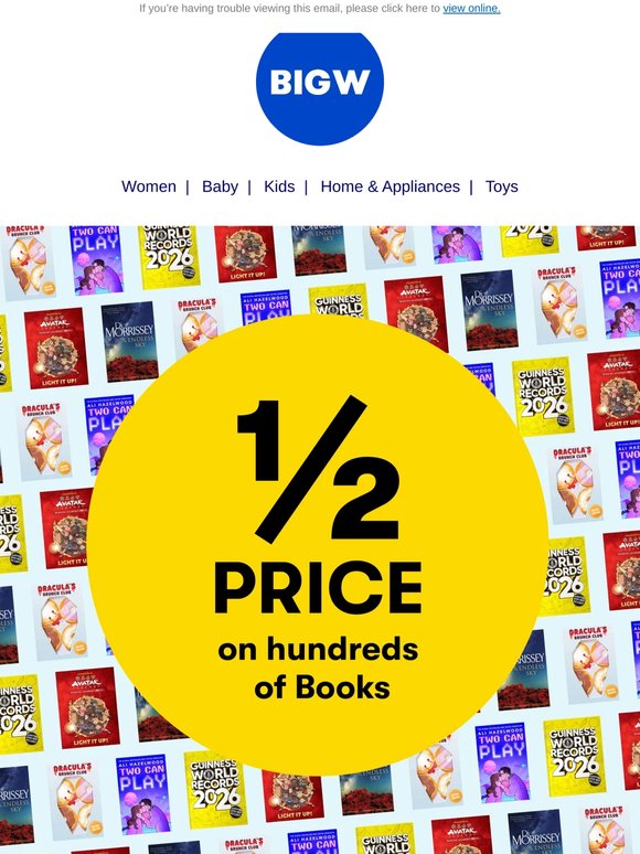 1/2 PRICE on 100's of Books! 📚