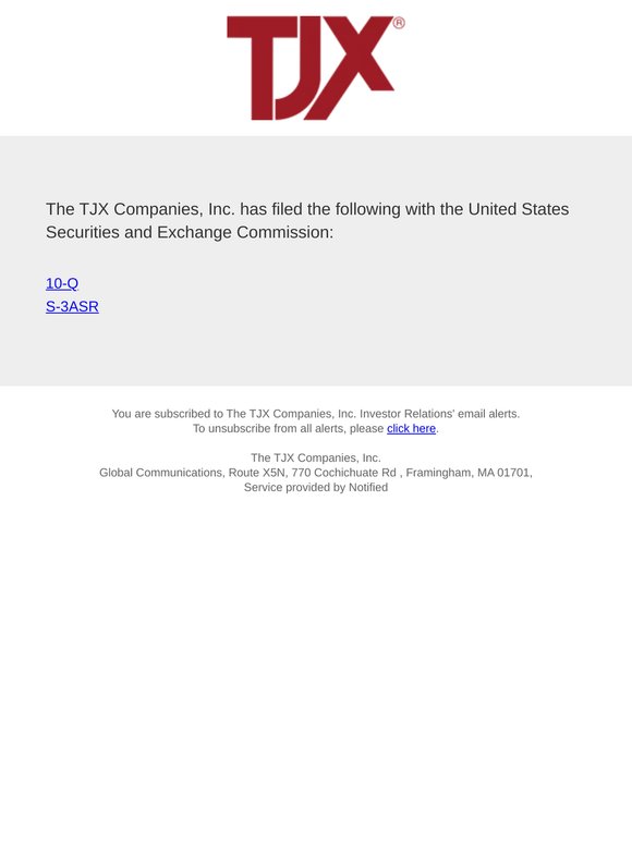 New SEC Document(s) for The TJX Companies, Inc.