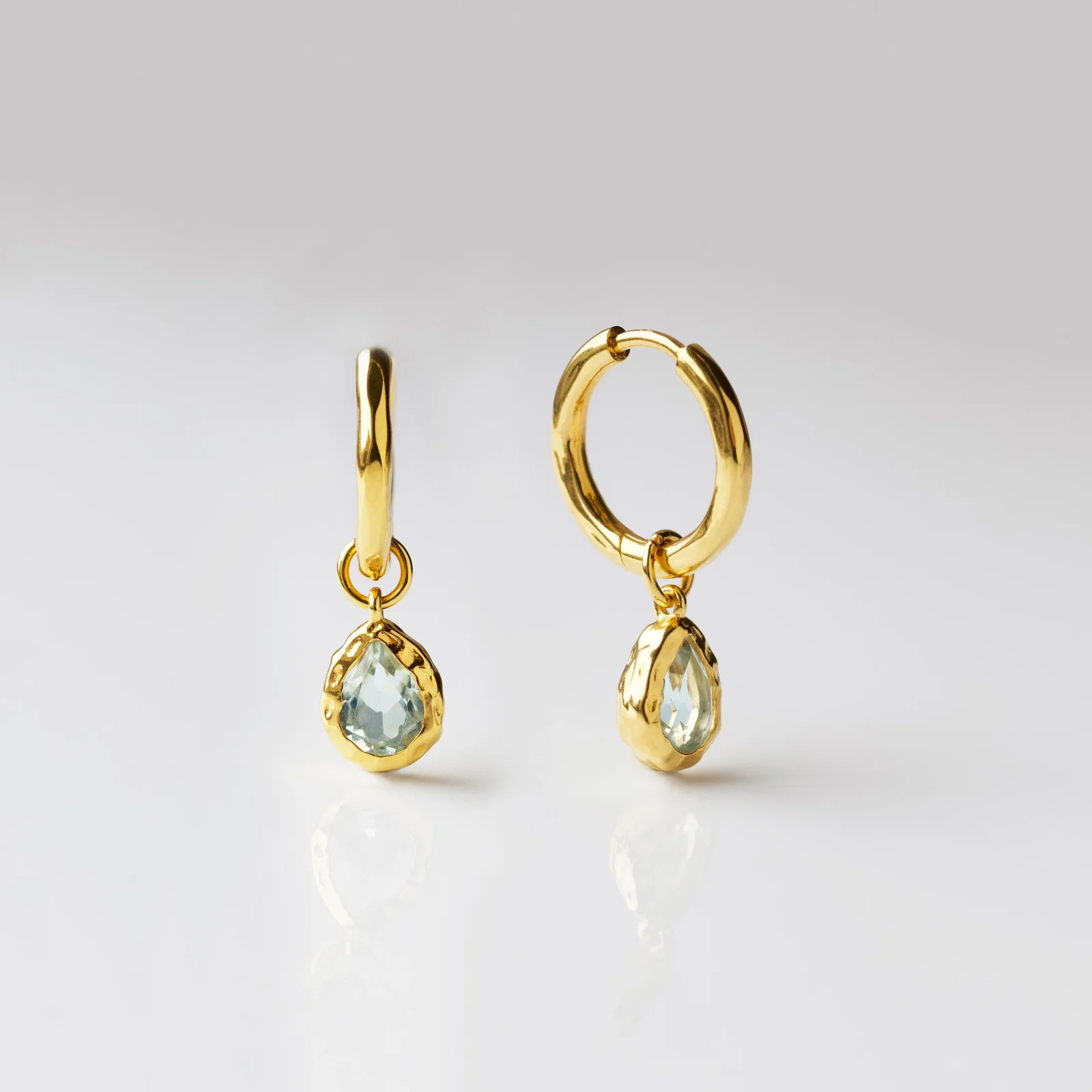 Image of Molten Green Amethyst Drop Hoop Earrings