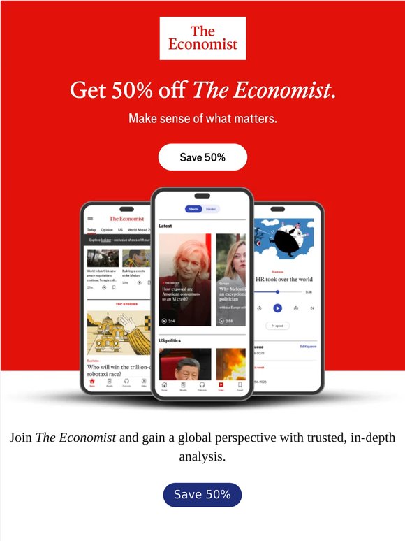 Act now: Save 50% on The Economist