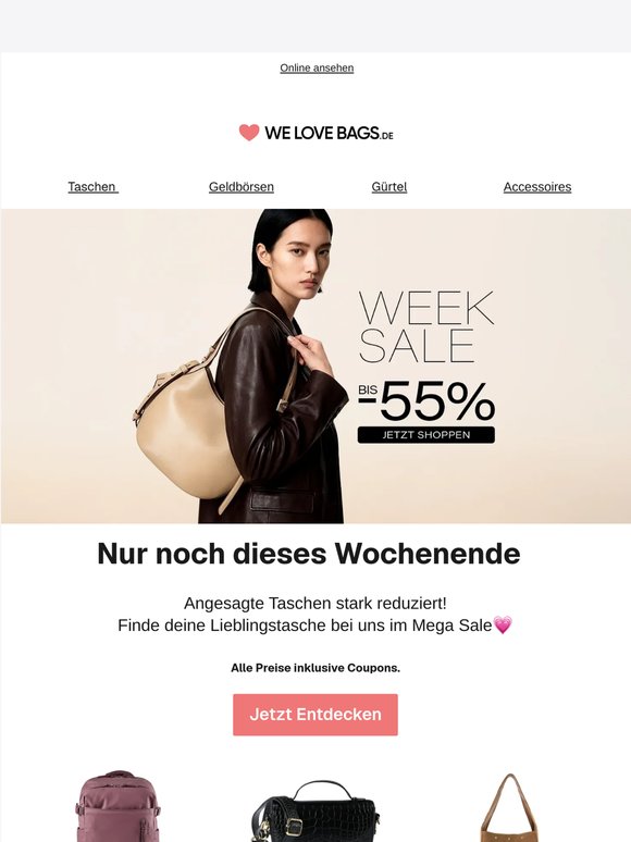 Nur noch kurze Zeit: Stylische Taschen stark reduziert!