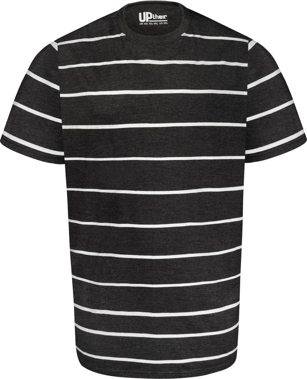 Image of Uptheir Fine Striped 'Paris' Short Sleeve Tee - Charcoal Marl
