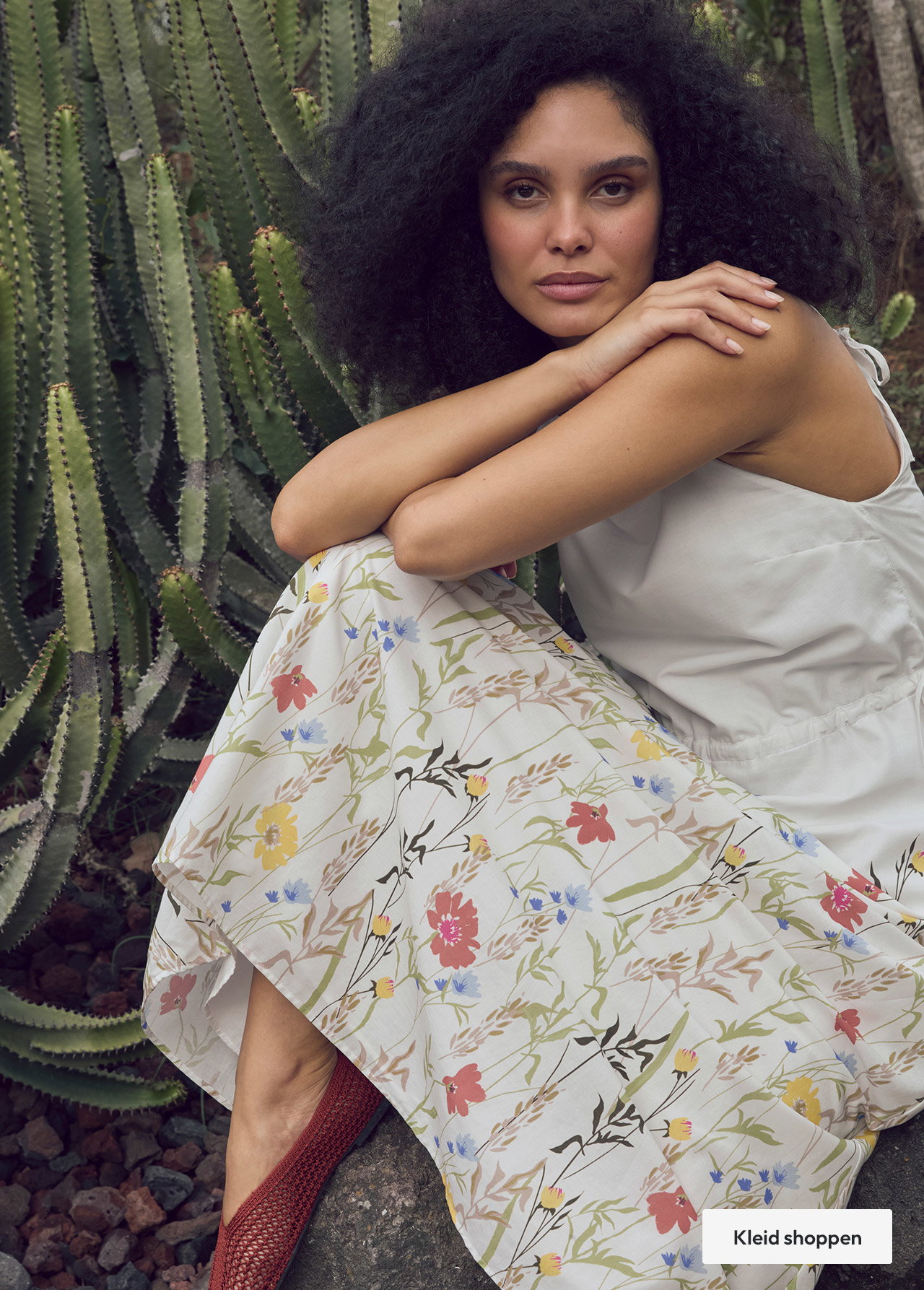 Kleid A-Linie Midi aus reiner Bio-Baumwolle