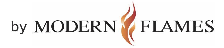 Logo with text 'by MODERN FLAMES' and flame design.