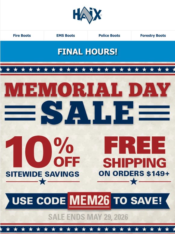 FINAL HOURS for FREE UPS Shipping* + 10% OFF!