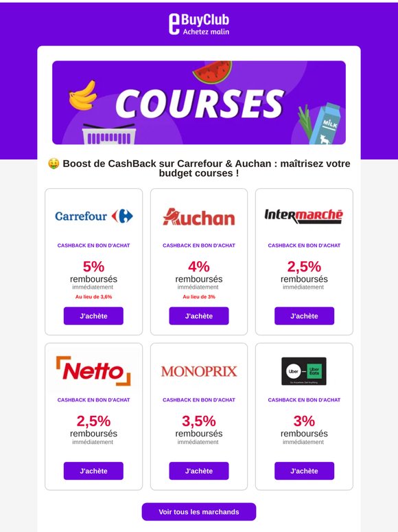 Bons d’achat : boost sur Carrefour & Auchan 🔥