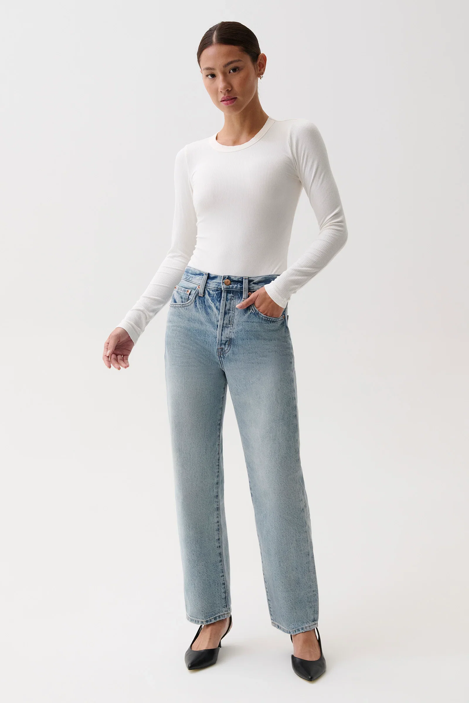 Image of PETITE Cassie Super High Rise Straight Jean - Bramble
