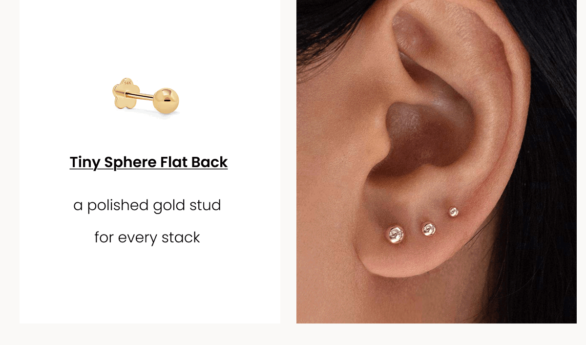 Tiny Sphere Flat Back a polished gold stud for every stack 