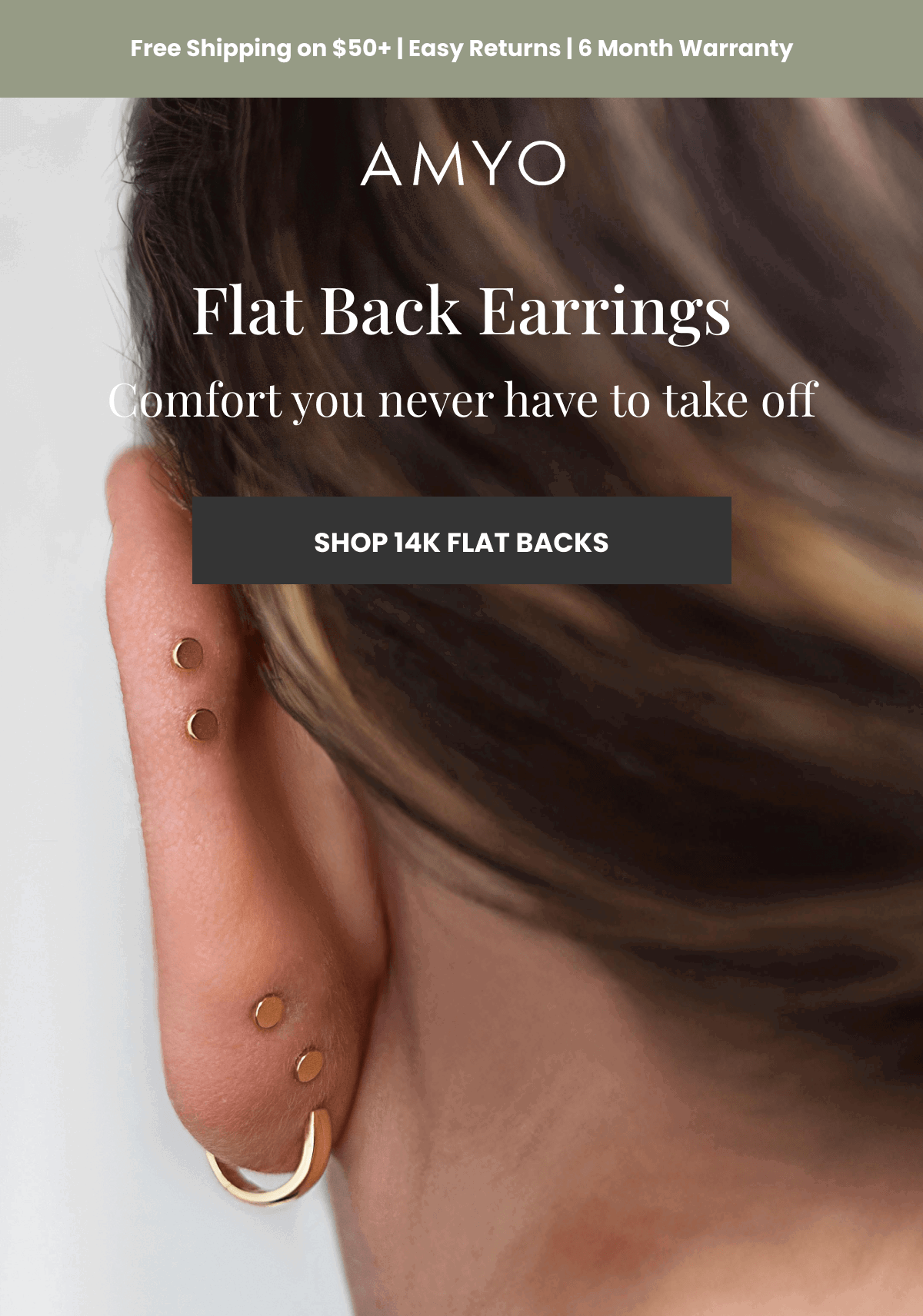 Flat Back Earrings Comfort you never have to take off SHOP 14K FLAT BACKS(SHOP 14K FLAT BACKS)