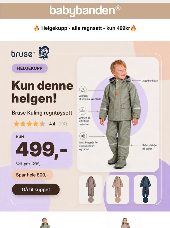 Helgekupp - alle regnssett kun 499kr
