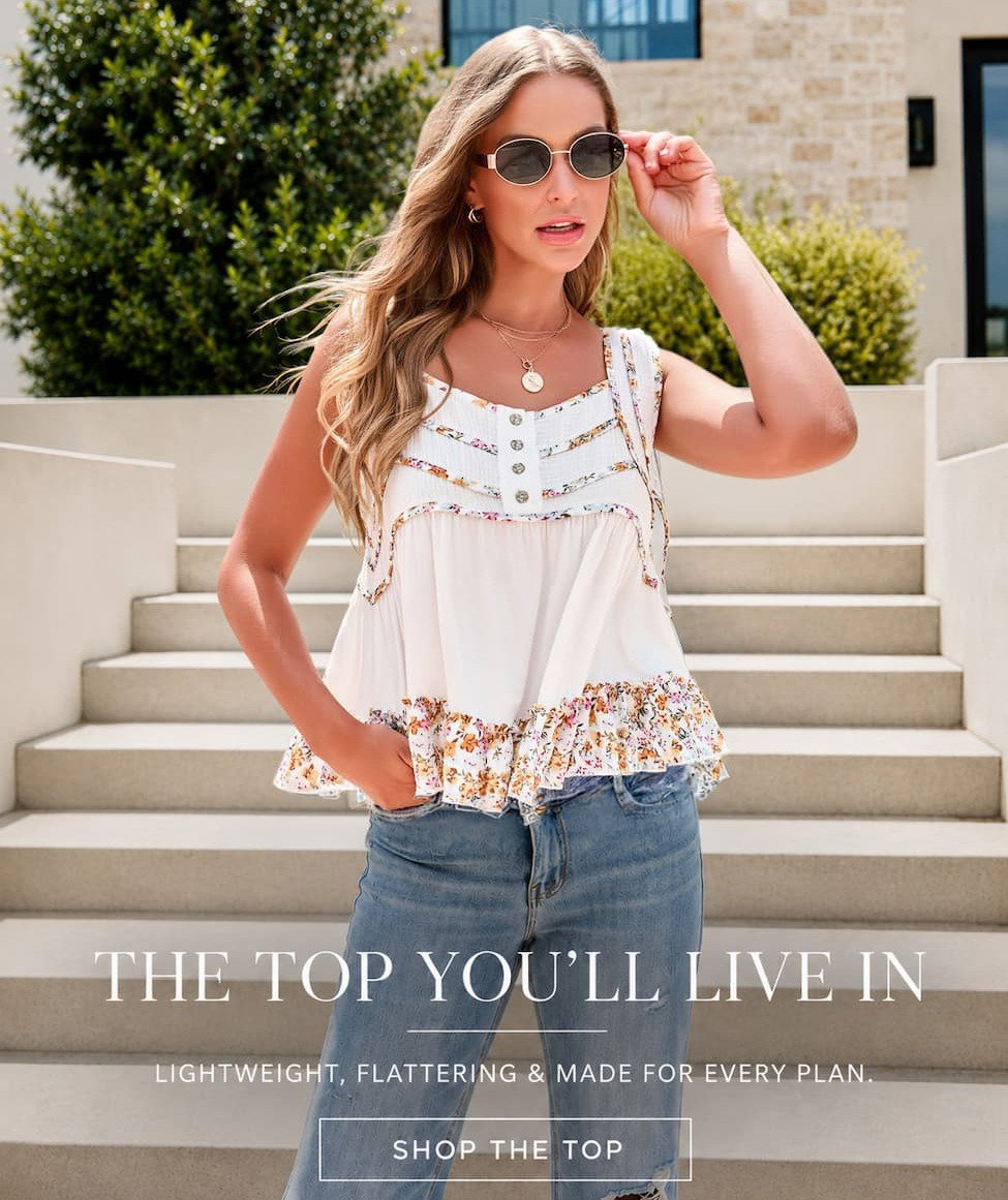 The top you'll live in. Lightweight, flattering & made for every plan. shop the top