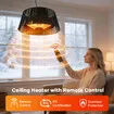 Instant Heater Ceiling Hanging Electric Patio Space Warmer Infrared Heating Room Save Energy Indoor Outdoor Water Resistant 1500W Porch Garage Remote