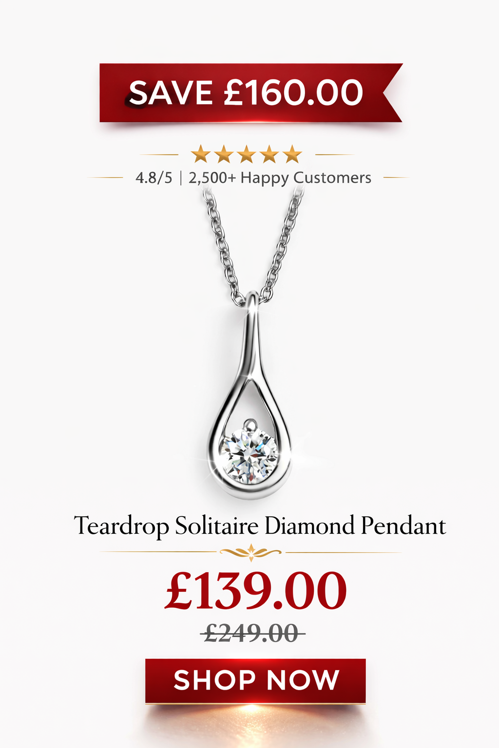 Teardrop Solitaire Diamond Pendant