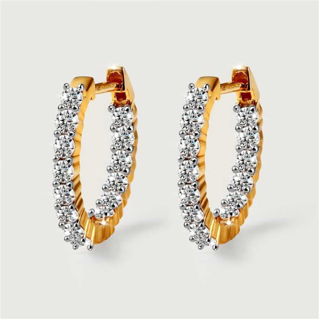 Image of  Double Spark Diamond Huggies Hoop Earrings