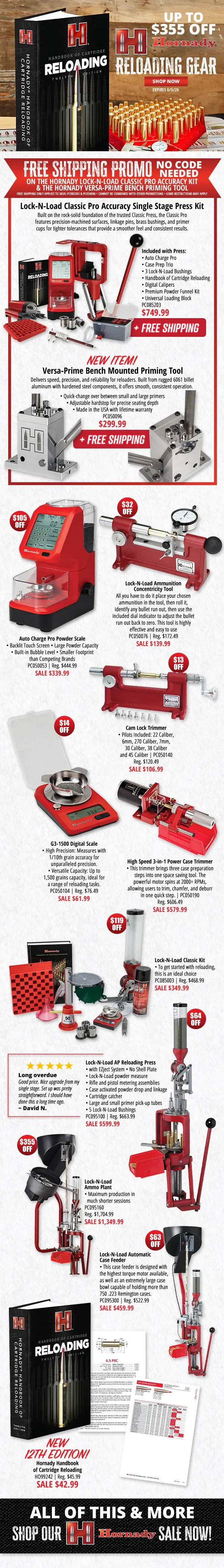 Up to $355 Off Hornady Reloading Gear!