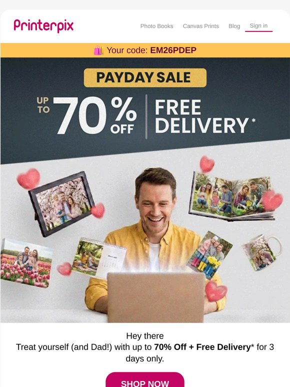 🛍️ Payday 3-Day Sale: Free Delivery + 70% Off
