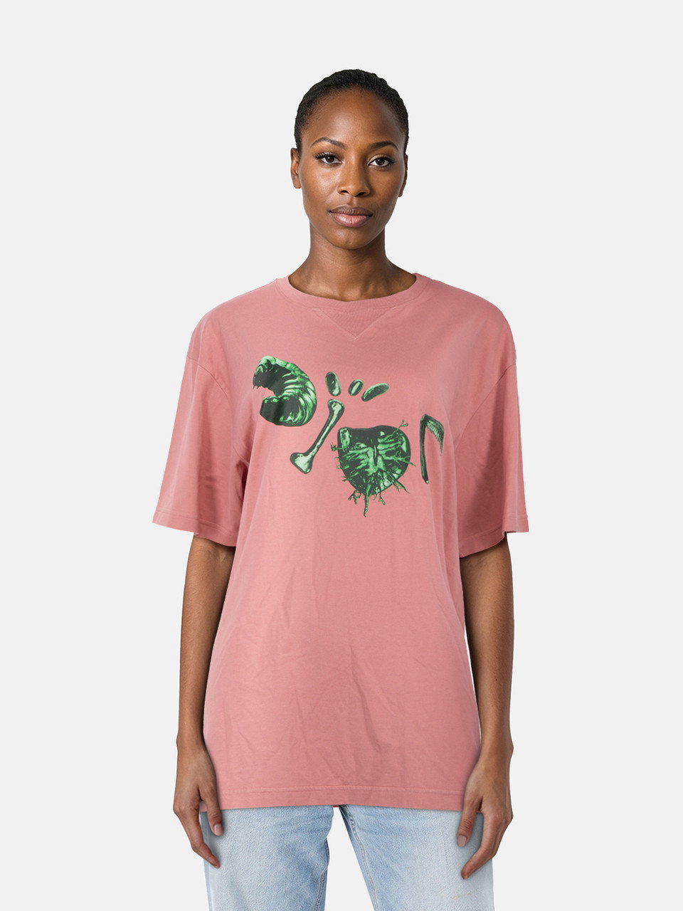 Image of Pink Bug Graphic Logo Print T-Shirt