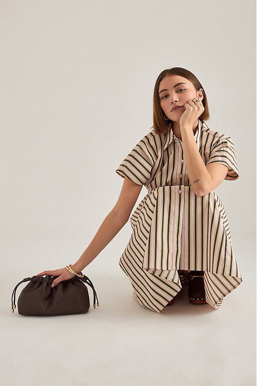 Leather Drawstring Clutch Bag