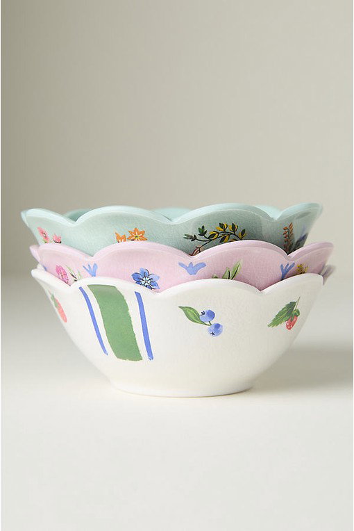 Annette Floral Melamine Nut Bowls, Mixed Set of 3