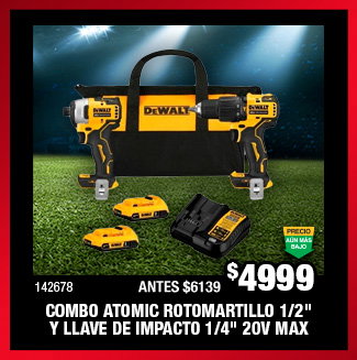 COMBO ATOMIC ROTOMARTILLO 1/2" y lLAVE DE IMPACTO 1/4" 20V MAX