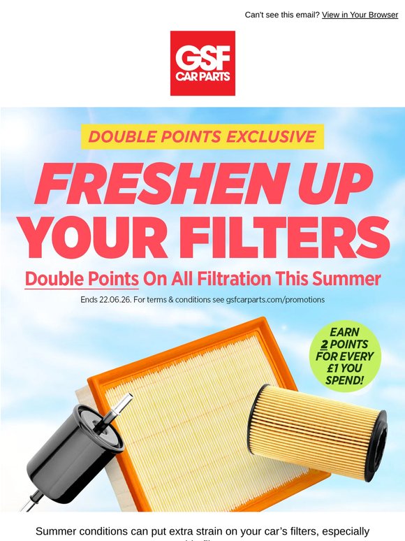 🌿 Double Points on All Filters This Summer