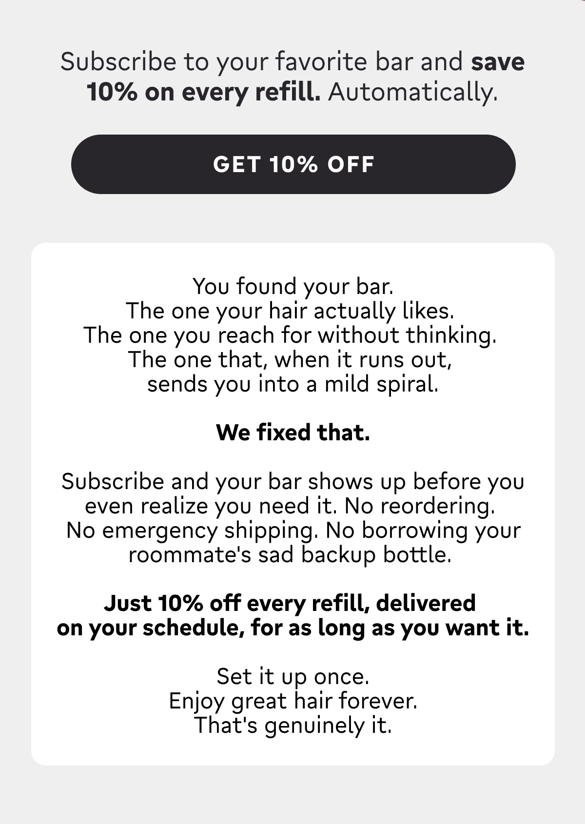 NOTICE HAIR CO SUBSCRIBE & SAVE
