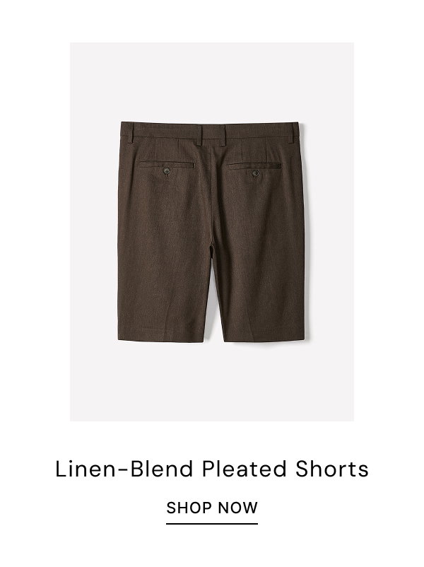 Linen-Blend Pleated Shorts