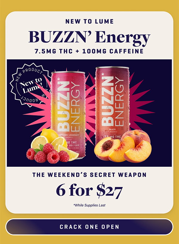 6/$27 New BUZZN Energy - Caffeine + THC Seltzer