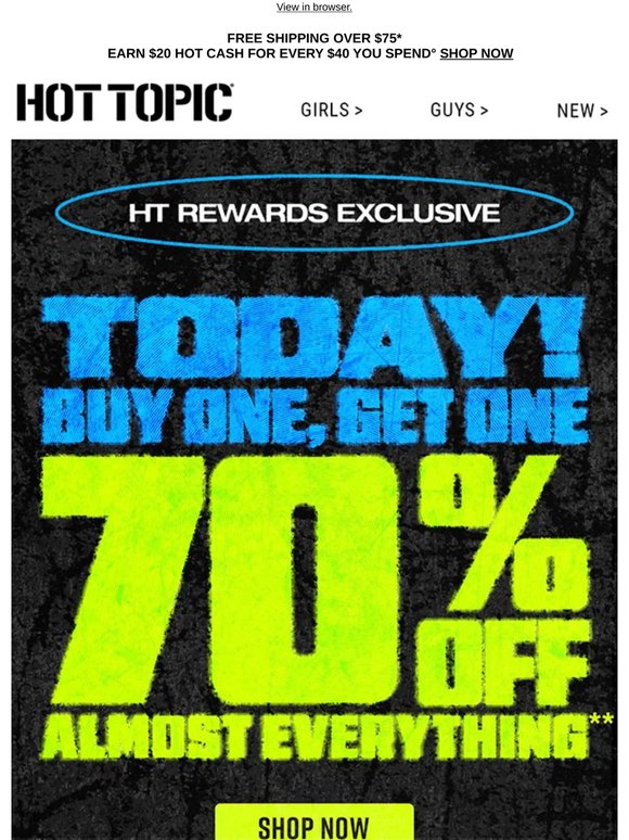 HT Rewards Exclusive 👀 BOGO 70% Off most styles Starts N-O-W