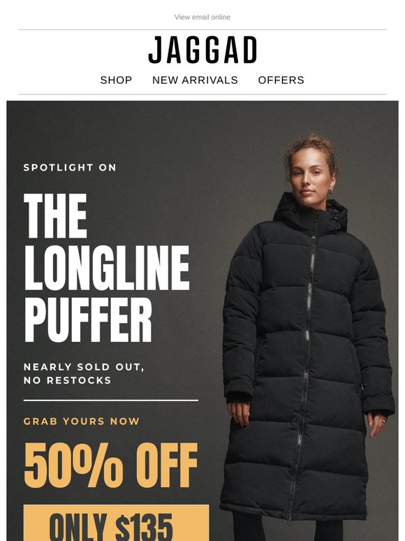 Nearly Sold Out: Longline Puffers 50% Off