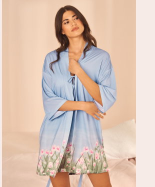 Flower Field Print Kimono