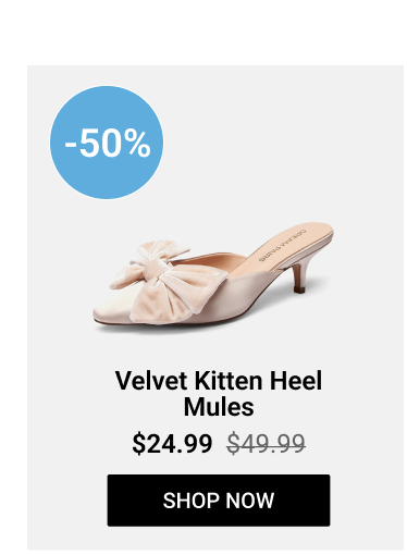 Velvet Kitten Heel Mules