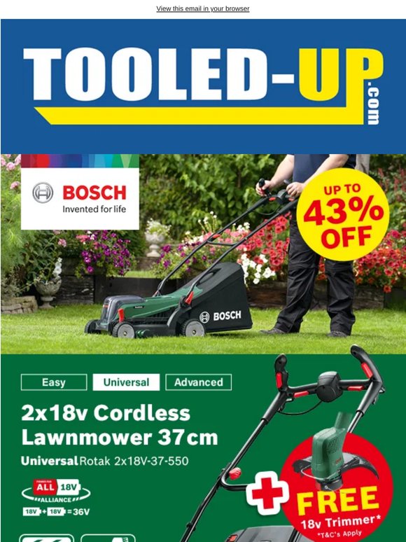 🏡 Just £149.95 Bosch 36v Mower + FREE Trimmer